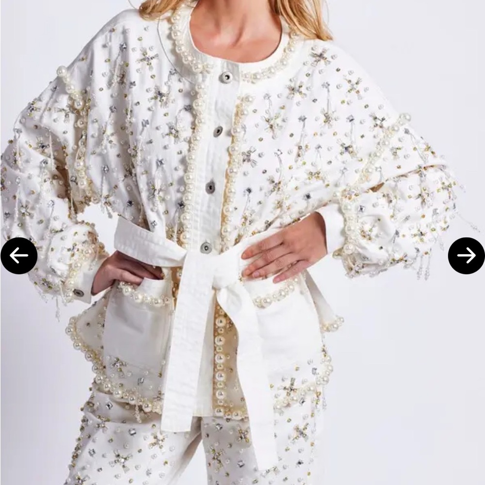 PatBO Beaded Denim Jacket White Jean SOLD OUT!